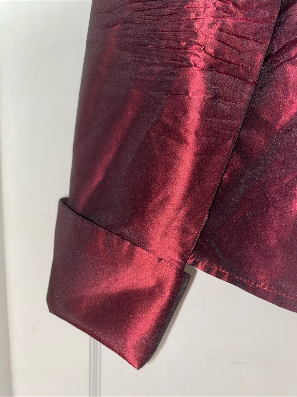 ! Lafayette 148 8 Burgundy Purple Silk Taffeta Wrap Tie Top - Picture 4 of 14